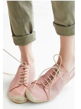KMB Espadrille Leather Sneakers Jorinda Lace Up Blush Pink Size 41 Anthropologie